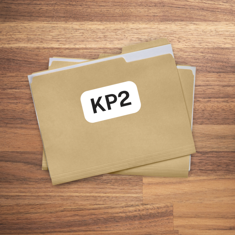 Aktenmappe mit der Aufschrift «KP2»